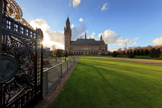 Main entrance of the Peace Palace. Head Office of the Permanent Court of Arbitration