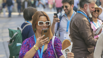 The Hague Event participant with Stroopwafel