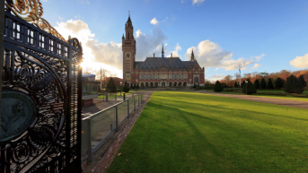 Main entrance of the Peace Palace. Head Office of the Permanent Court of Arbitration