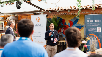 The Hague Energized Indigo | CEO of Katoni speaking through the microphone in front of people