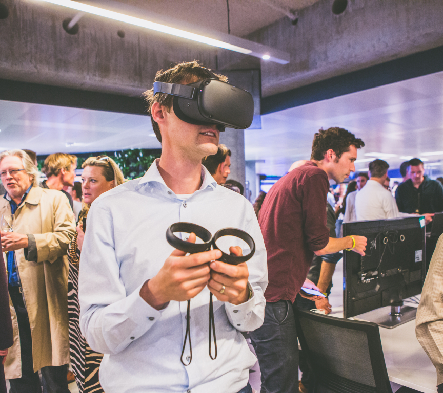 Image of man wearing VR glasses