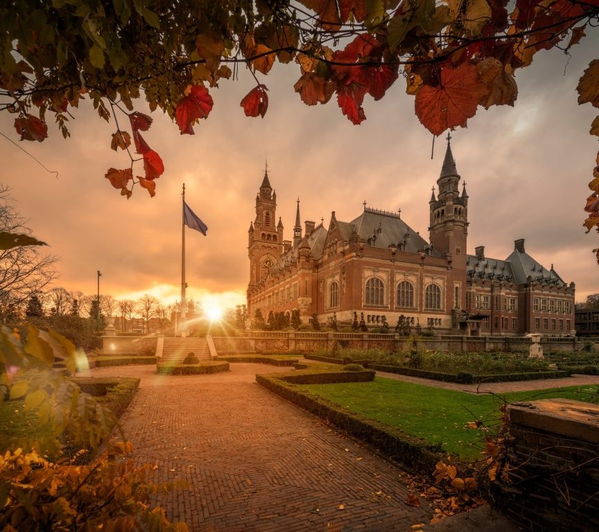 Image of Peace Palace the Hague during fall