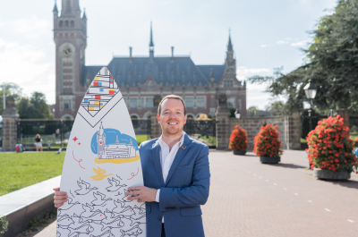 Stuart Payne in front of Peace Palace