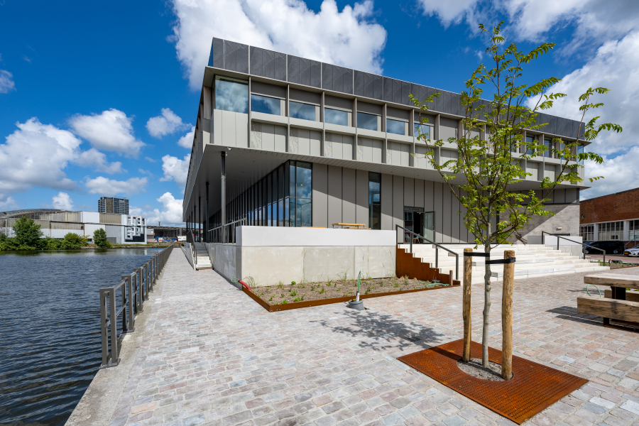 The exterior of Titaan, which is located next to the water. The exterior of Titaan, which is located next to the water.