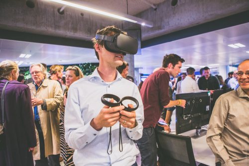 Image of man wearing VR glasses