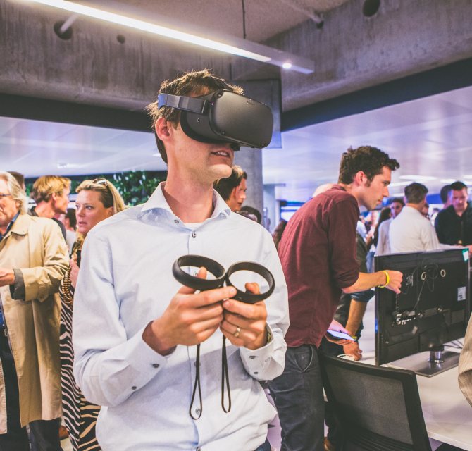 Image of man wearing VR glasses