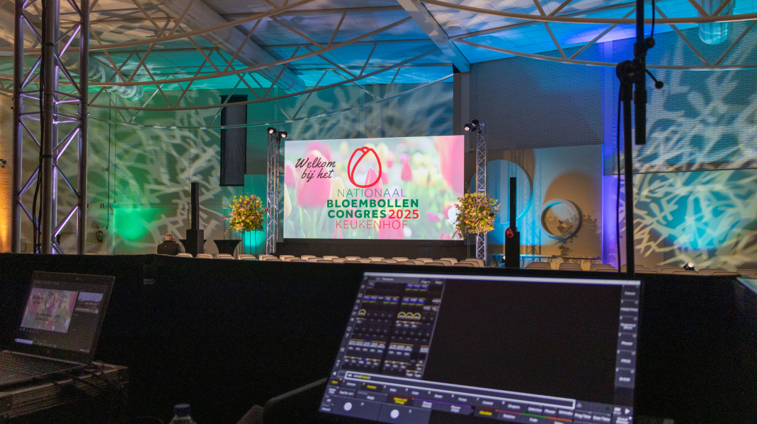 Image of conference plenary room with screen.