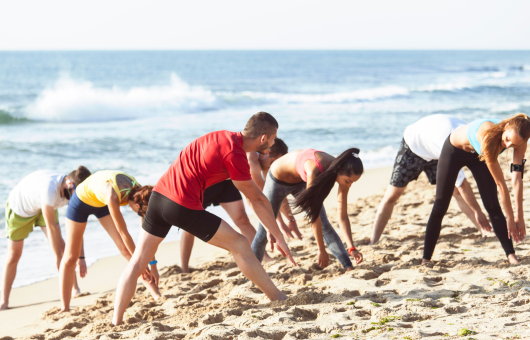 Photo of teambuilding activity on beach