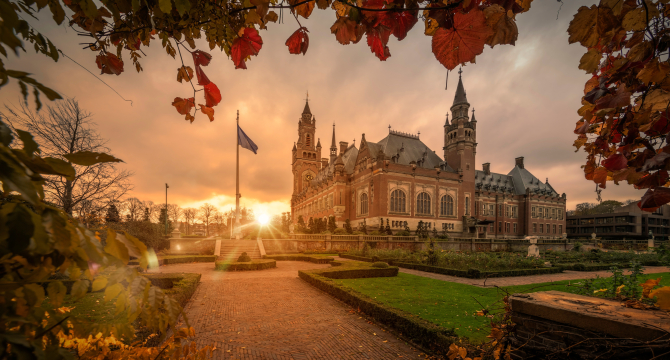 Image of Peace Palace the Hague during fall