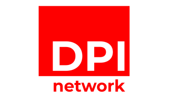 Logo of DPI Network in red and white