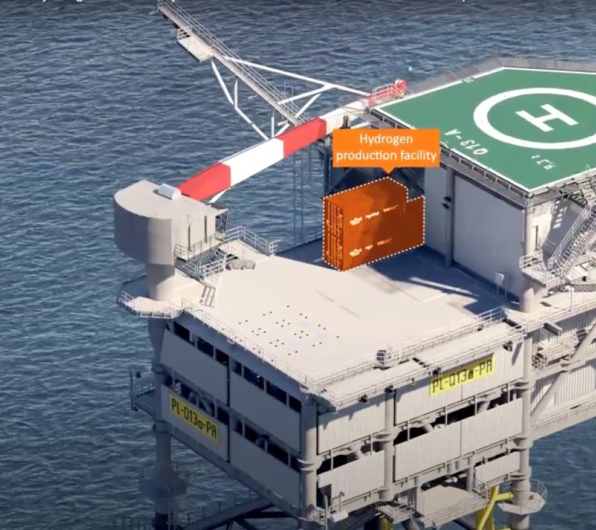 Gas platform Q13-a where a Dutch consortium are developing Hydrogen production at sea