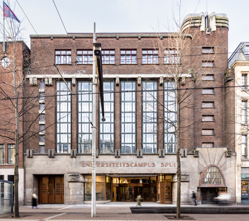 Facade of the University Campus Spui in The Hague.