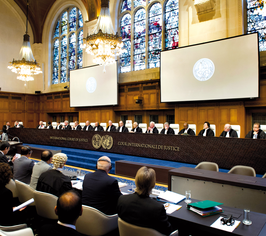 Meeting in the Great Hall of Justice of the International Court of Justice (ICJ)