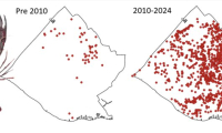 Map showing lobster distribution before and after 2010.