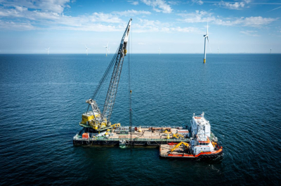 North Sea Farmers building seaweed farm within a wind farm. begin of aug 2024 settlement of eco ankers