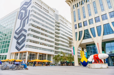 Wave turbines in front of Amare in The Hague during Ocean Energy Europe 2023