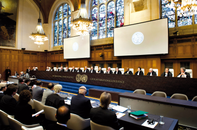 Meeting in the Great Hall of Justice of the International Court of Justice (ICJ)