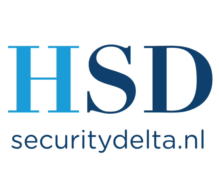Logo of HSD, featuring the words 'HSD' and 'securitydelta.nl'
