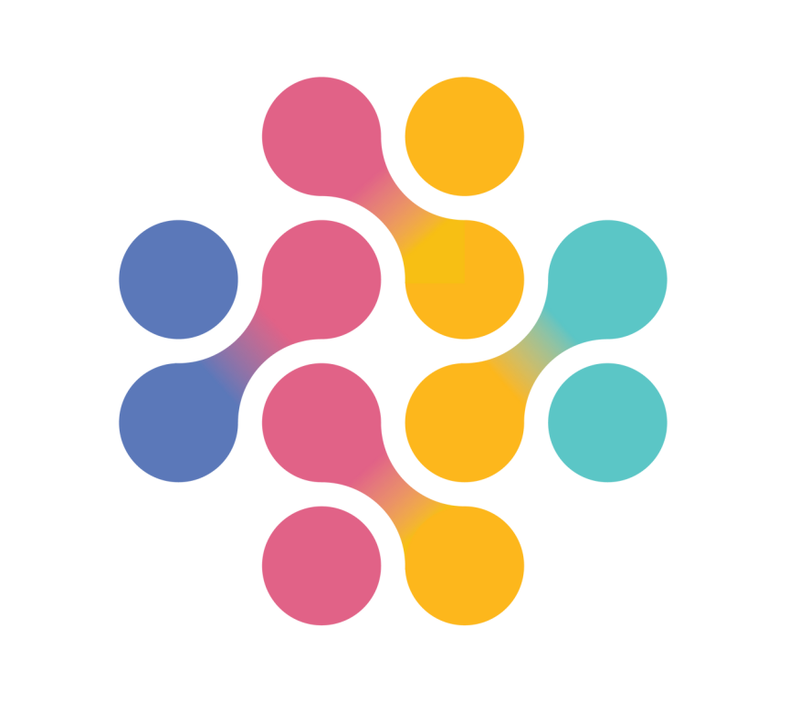 An abstract design featuring colored circles in a pattern.