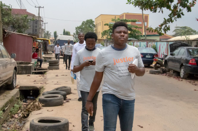 Justice innovators testing their assumptions in the field as part of the HiiL Justice Accelerator training. Lagos, Nigeria 2018