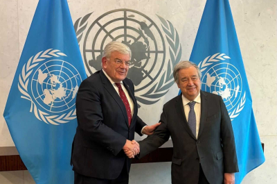 Mayor Jan van Zanen meeting Antonio Guterres in Washington feb 2025 source LinkedIn page City The Hague