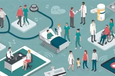 Illustration of healthcare workers in action.