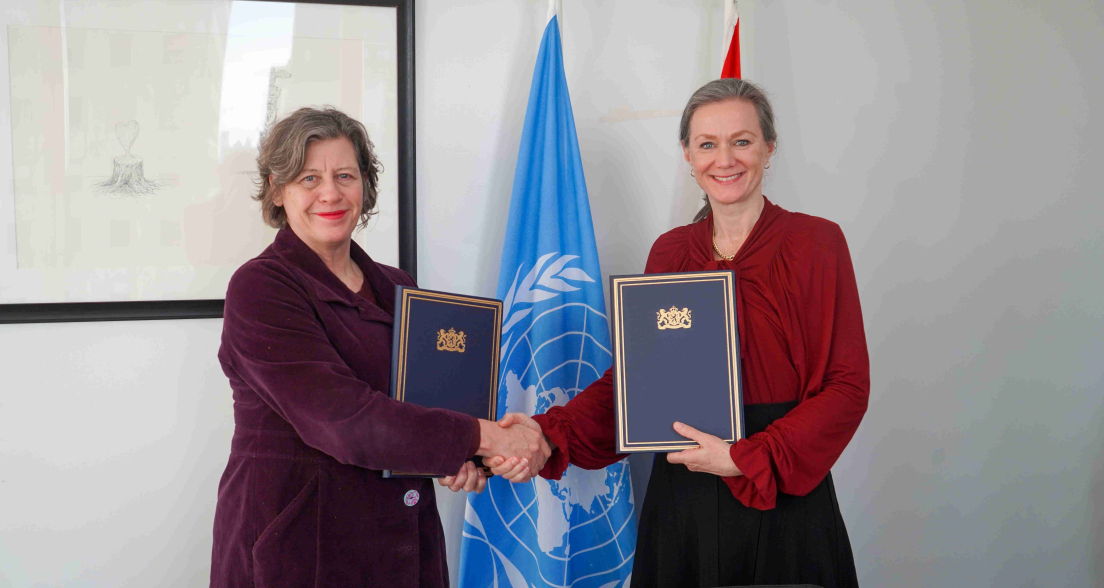 Katy Thompson and Lise Gregoire-van Haaren signing agreement with The Netherlands for office in The Hague 2025 UNDP.jpg