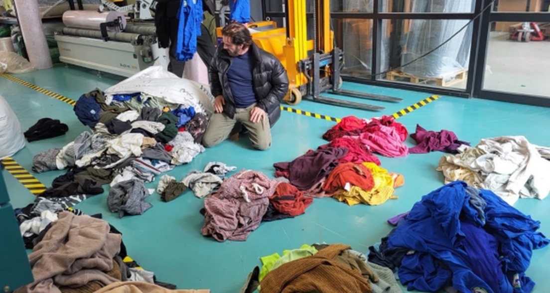 Ronald van der Kemp at i-did a textile recycling factory in The New Farm of The Hague