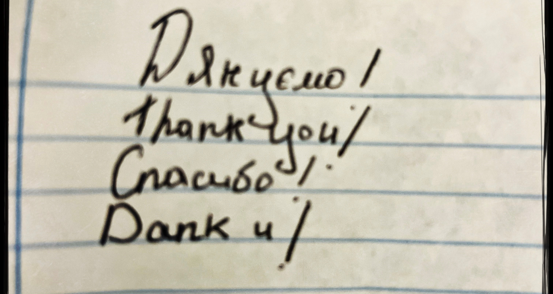 Ukrainian being gratefull for help