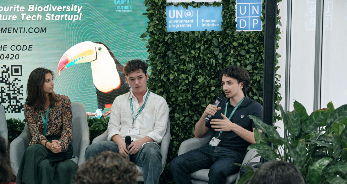 Viridi Technologies Ziad Matar CEO talking at COP 16 for Biodiversity in Colombia where they won the Nature Steward Award Low Res