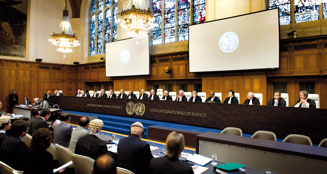 Meeting in the Great Hall of Justice of the International Court of Justice (ICJ)
