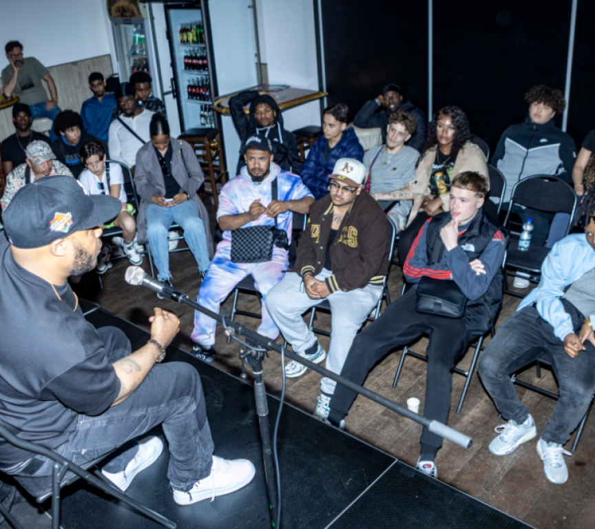 Rapper and urban culture pioneer Adje inspires participants with a masterclass