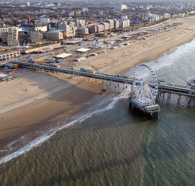 View of the Scheveningen Pier and the beach