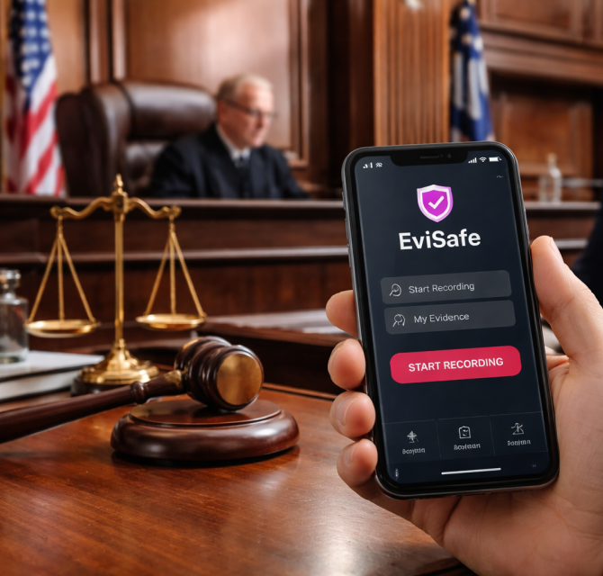 New app EviSafe empowering victims of domestic abuse and stalking. Picture created with Chat GPT