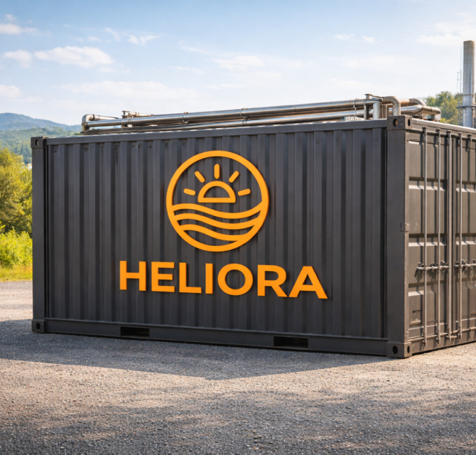 AI-gegenereerde impressie van zandbatterij door Heliora Energy