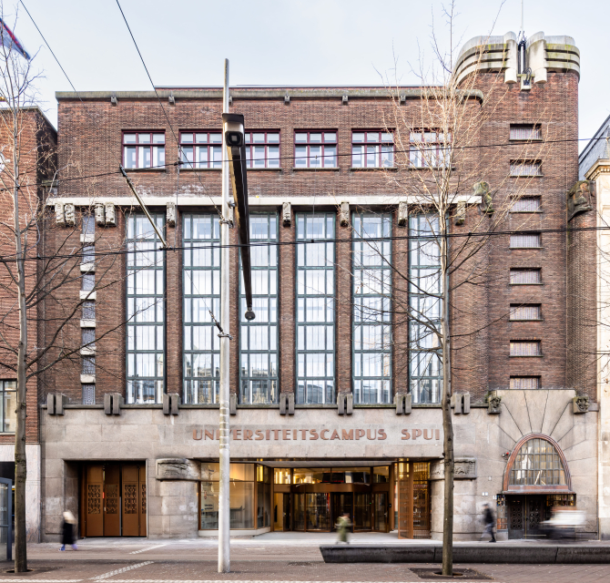 Facade of the University Campus Spui in The Hague.