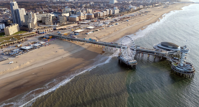 View of the Scheveningen Pier and the beach