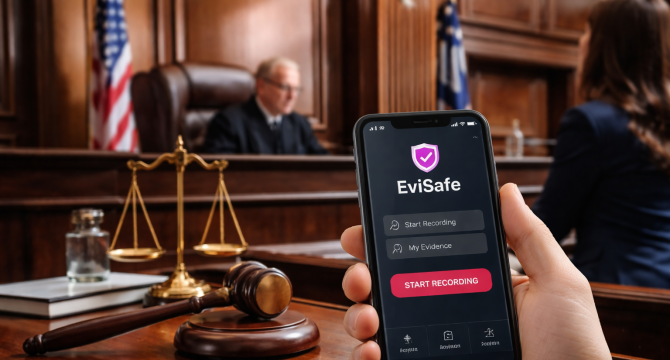New app EviSafe empowering victims of domestic abuse and stalking. Picture created with Chat GPT