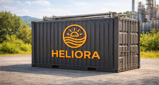 AI-gegenereerde impressie van zandbatterij door Heliora Energy
