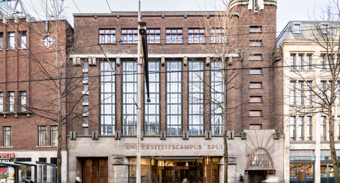 Facade of the University Campus Spui in The Hague.