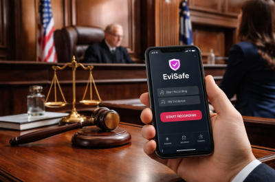 New app EviSafe empowering victims of domestic abuse and stalking. Picture created with Chat GPT